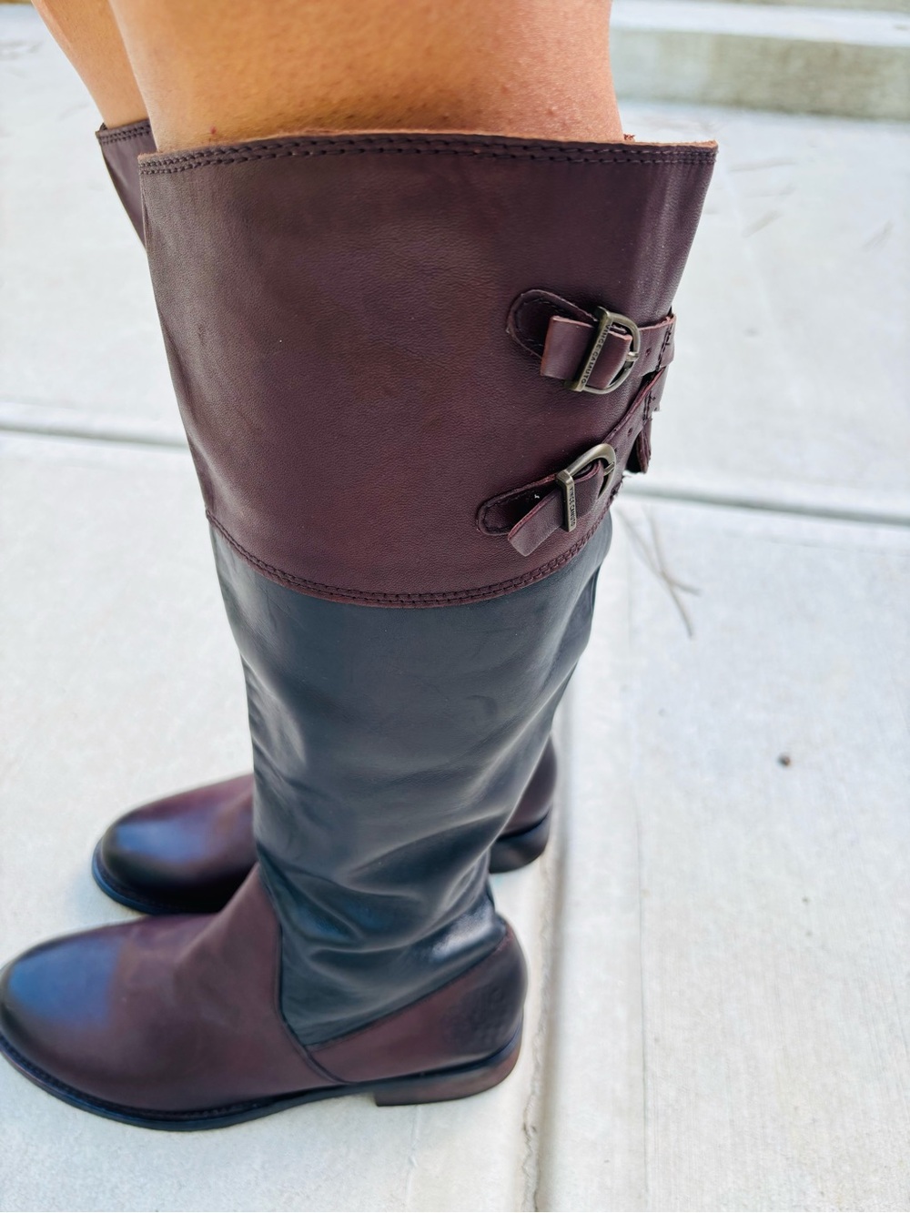 Vince Camuto Women's Two-Tone Leather Boots Riding Tall Black and Brown Size9.5 - Picture 15 of 15